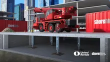 Crane truck back propping illustration